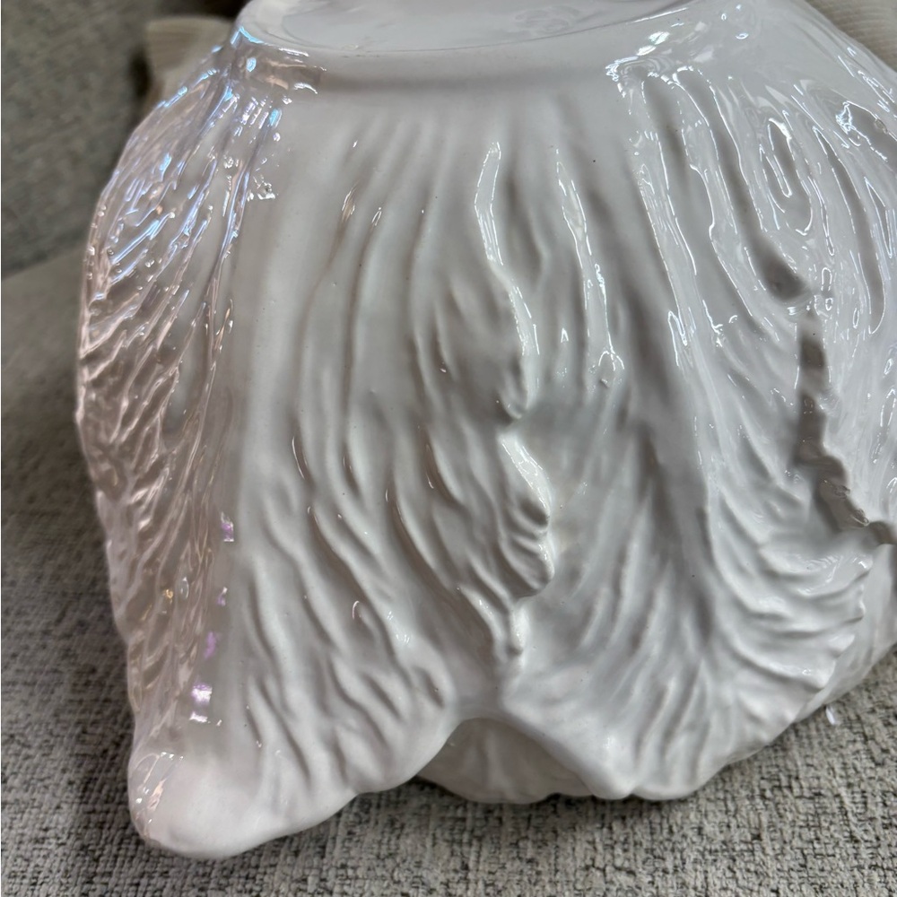 White Ceramic Cabbage Whittier Pottery Tureen with Lid and Ladle - Picture 8 of 16